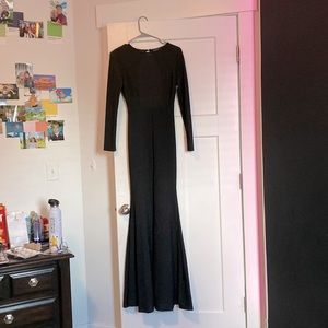 Long sparkly, backless prom dress
